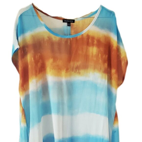 Cha Cha Vente Blue Gold High Lo Swim Coverup - Picture 2 of 4